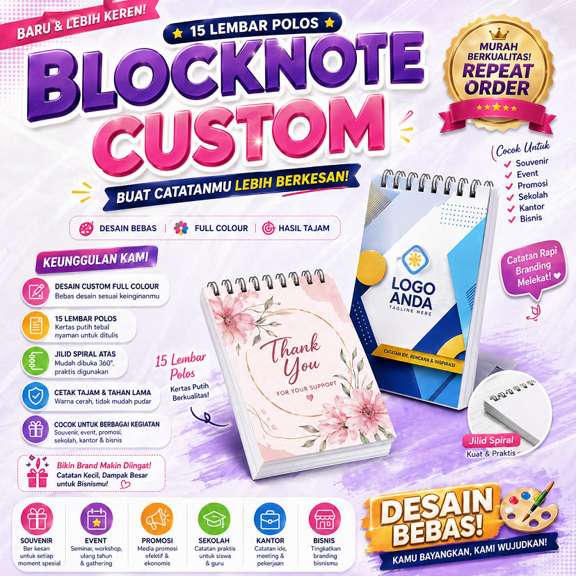CUSTOM Blocknote Sovenir Pernikahan, Ulang Tahun, Seminar & Event