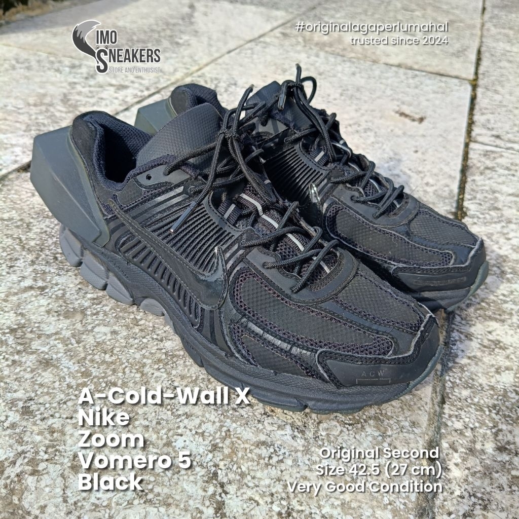 A-Cold-Wall X Nike Zoom Vomero 5 Hitam Sepatu Sneakers Original