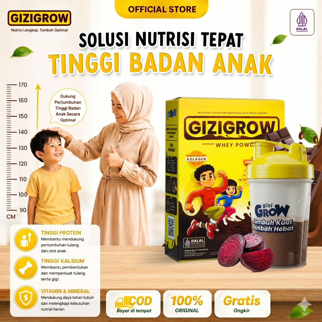 Susu Gizigrow Anak 3 -15 Tahun Peninggi Badan & Penambah Nafsu Makan | Halal BPOM