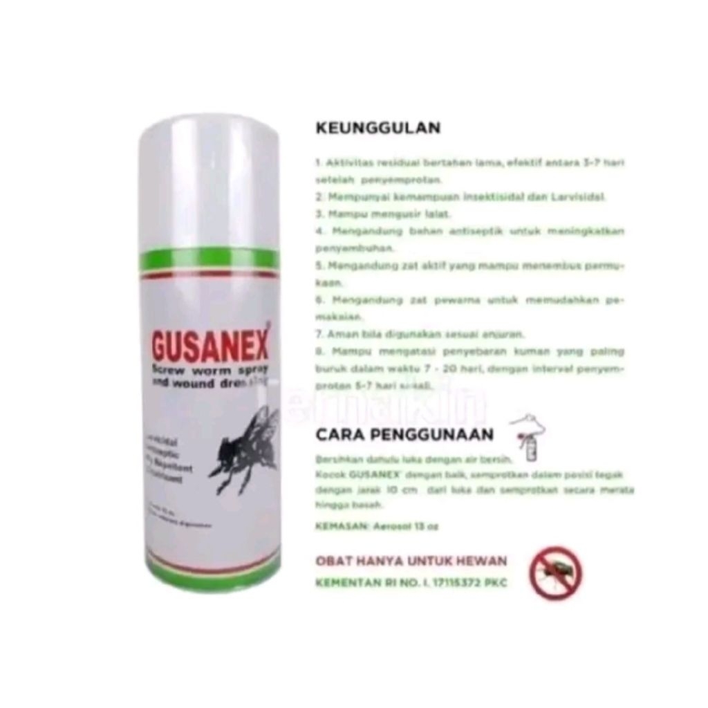GUSANEX SPRAY 13 OZ ORIGINAL OBAT LUKA HEWAN TERNAK SAPI KAMBING PMK ANTI LALAT