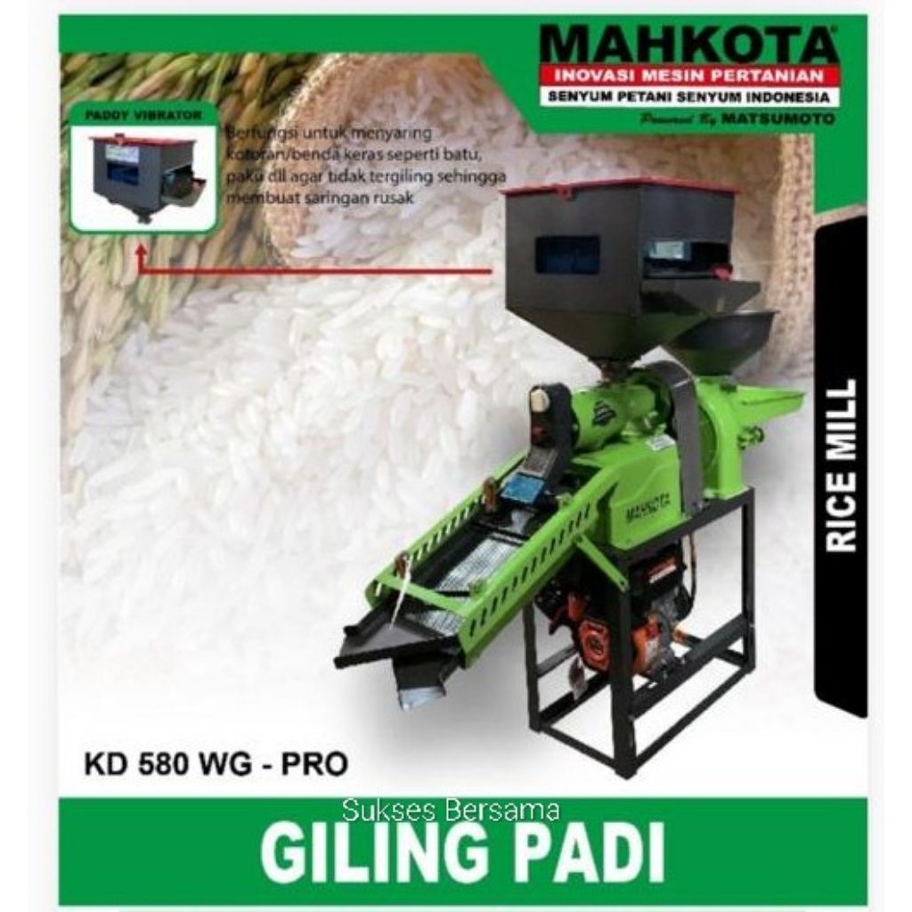 Mesin Giling Padi dan Penepung Mahkota KD-580 WG
