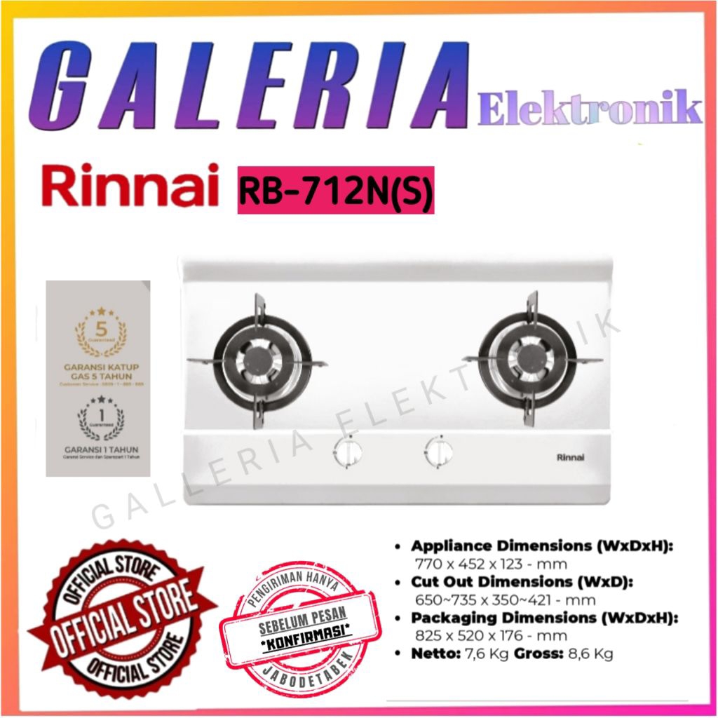 KOMPOR TANAM RINNAI RB712N(S) / RB712N(S)