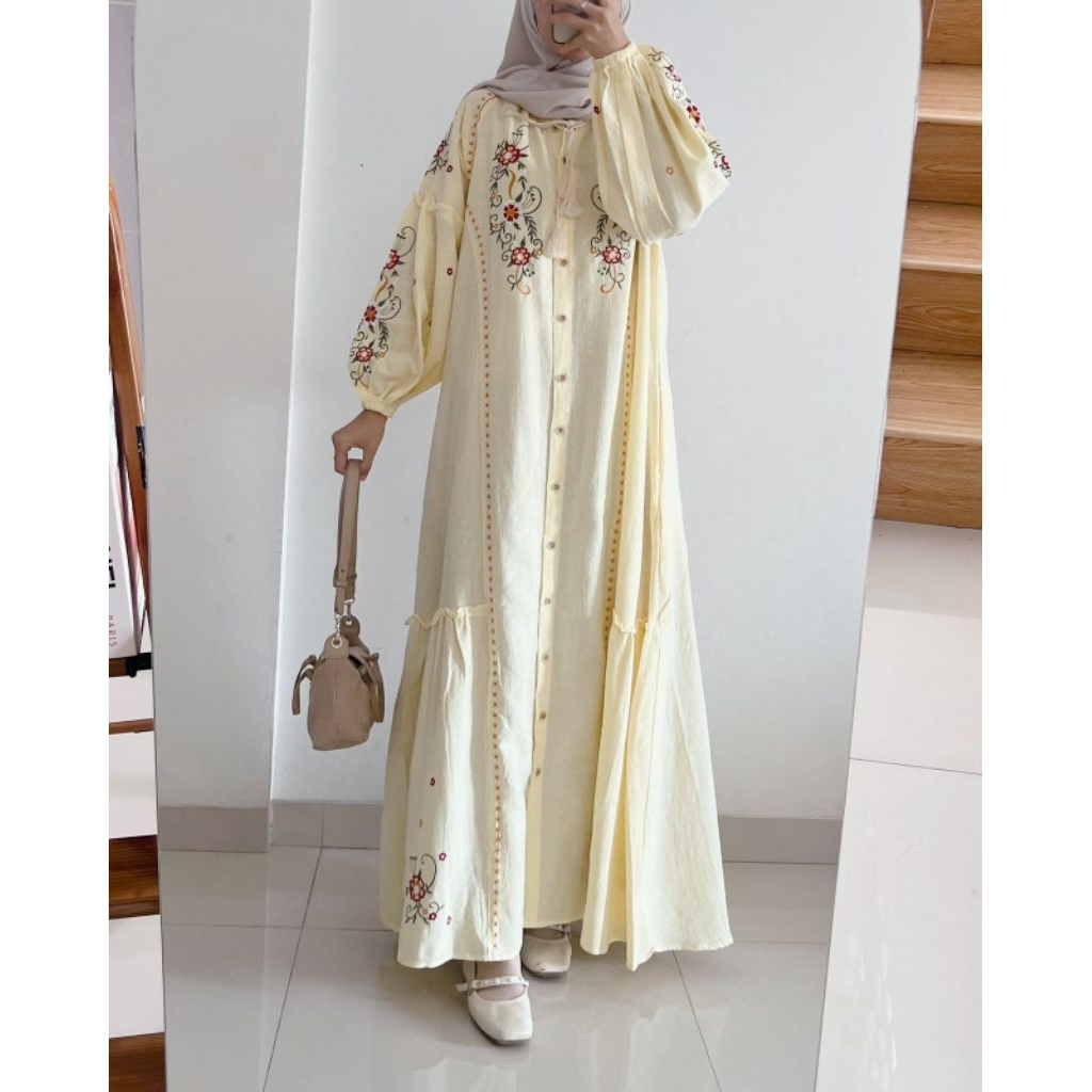 Tyara Dress By Latasha Outfit Gamis Bordir Ironless
