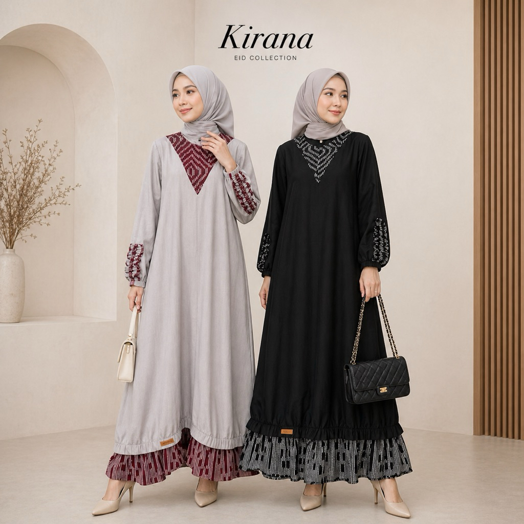 ZISHEERI KIRANA DRESS SERIES (Black, Abu Muda) Gamis Wanita