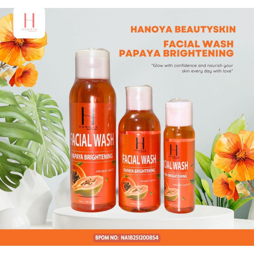 HANOYA Facial Wash Papaya Brightening BPOM | Sabun Papaya Cair