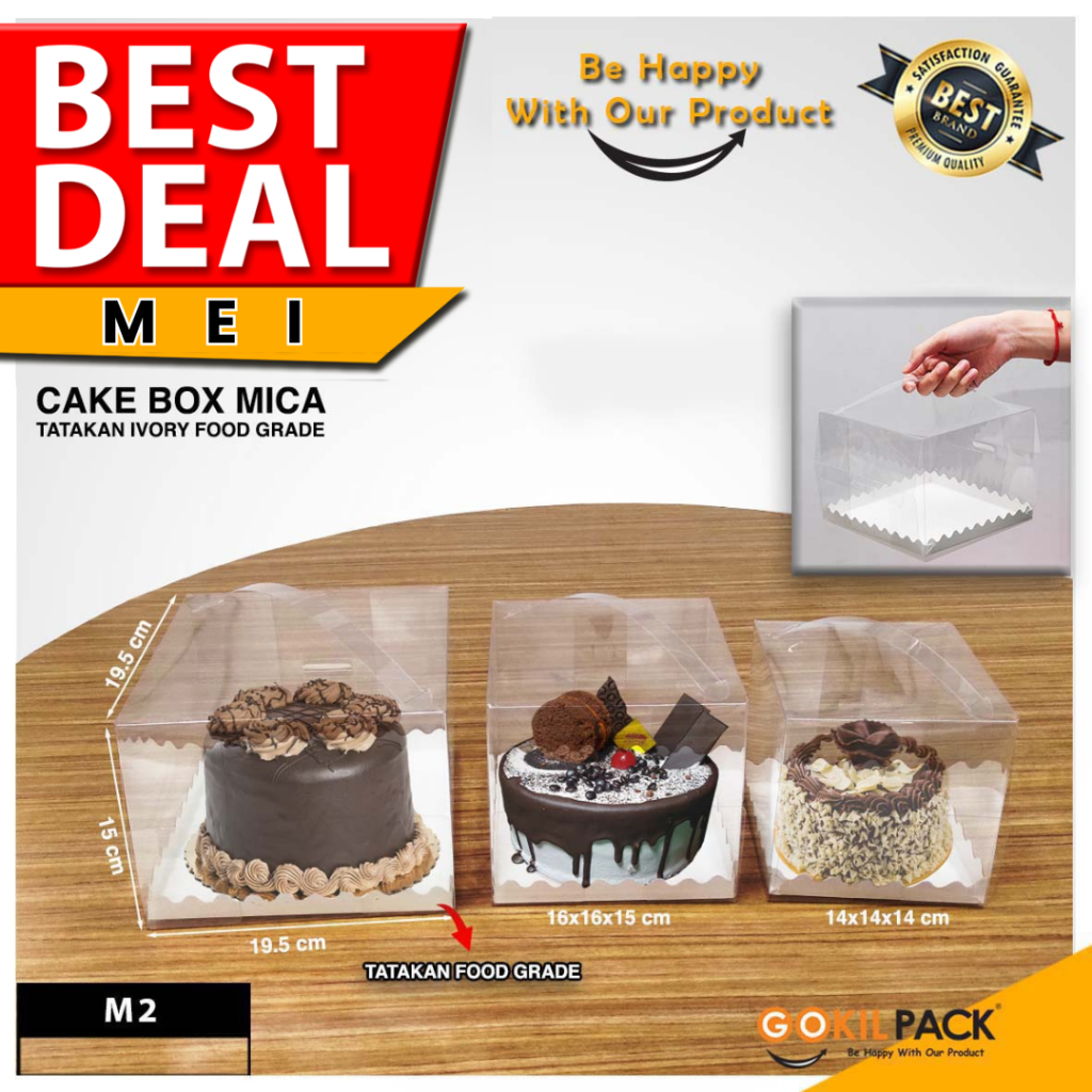 Box Cake - Kotak Kue Mika Transparan - Kotak Mika Kue Bening - M2