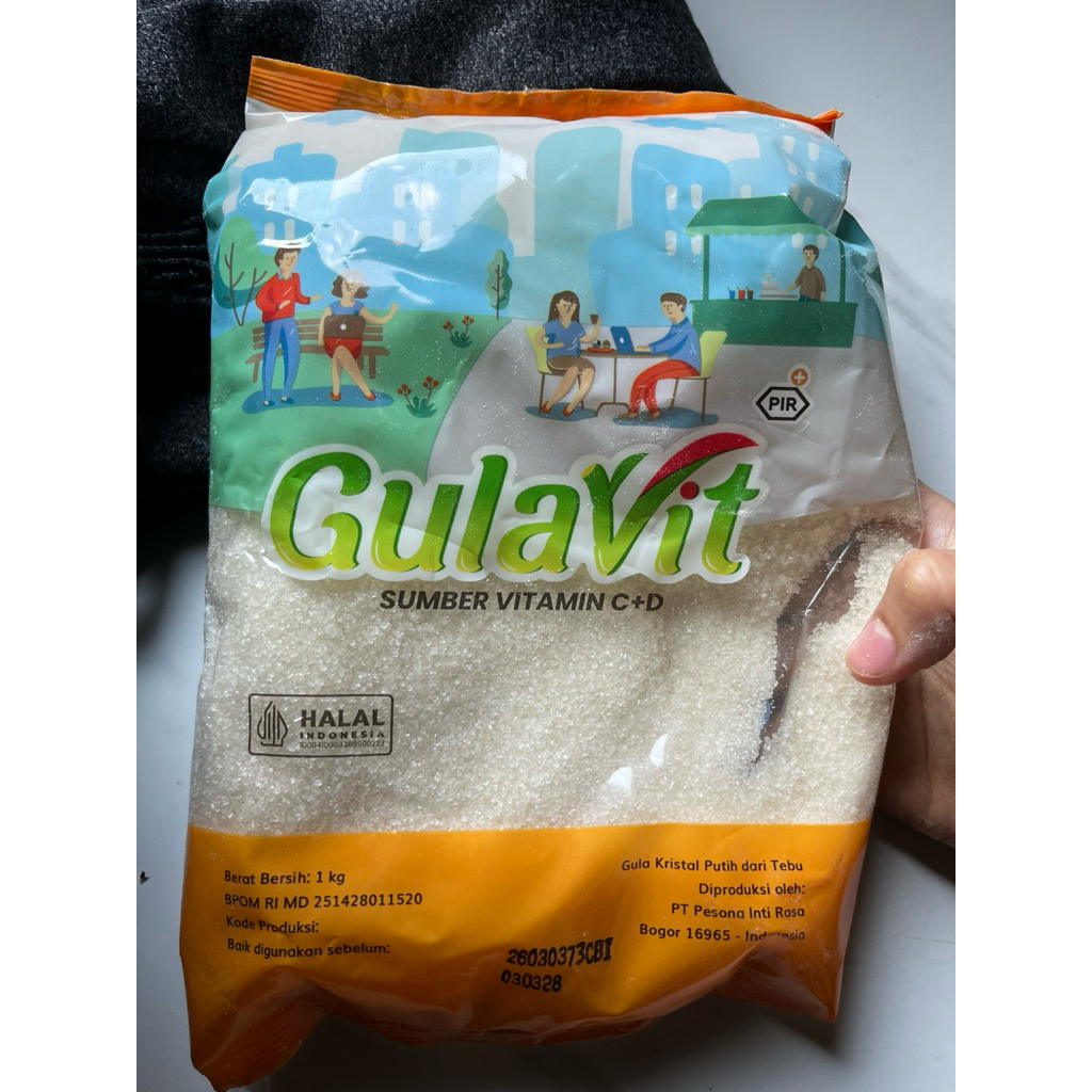 Gula Pasir Kristal Putih Tebu GULAVIT 250 Gram / 500 Gram / 1000 Gram (1Kg)