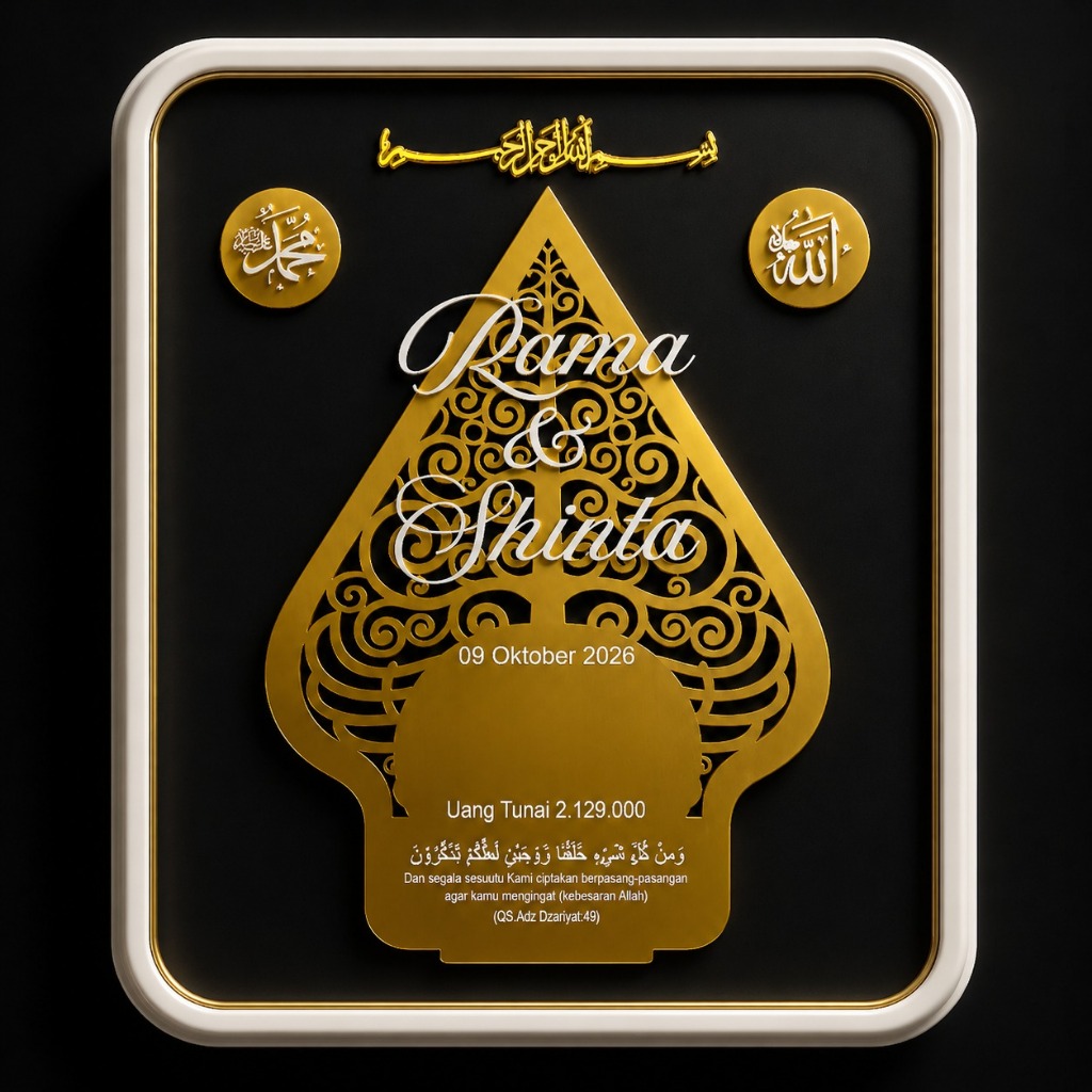 Set  Gunungan Akrilik Gold Emas  - bahan mahar Paket Dekorasi Hiasan Mahar Full Akrilik Gold