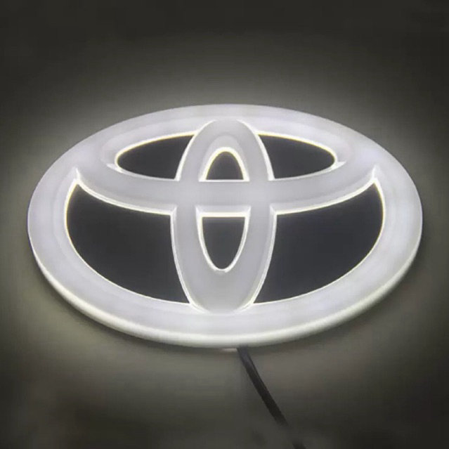 Emblem Logo Toyota Depan Belakang Menyala Lampu LED Putih Variasi Eksterior Mobil Universal High Qua