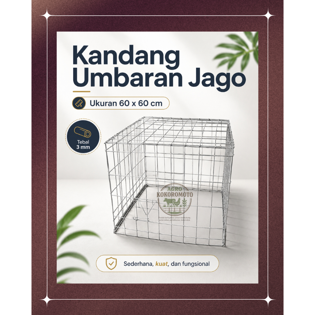 Kandang Ayam Umbaran Kotak 60x60x60 cm Tebal 3 mm – Super Kokoh & Anti Goyang | Kuat untuk Ayam Bang