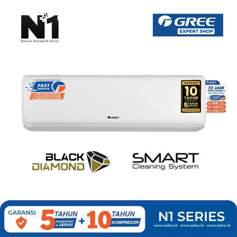 AC GREE 1/2 PK GWC-05N1 SMART CLEANING BLACK DIAMOND INSTAN GARANSI RESMI (MEDAN)