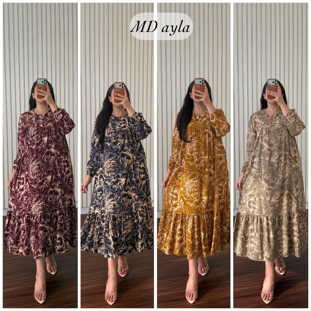 DRESS ANISA/AYLA MIDIDRESS/DRESS MIDI RAYON/DASTER PANJANG/HOMEDRESS RAYON JUMBO/DASTER JUMBO