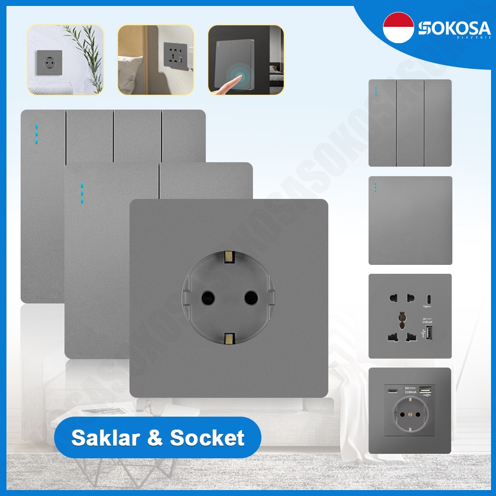Saklar Stop Kontak Saklar On Off Lampu Rumah Modern  Saklar Dinding Aesthetic Sakelar Soket Listrik 