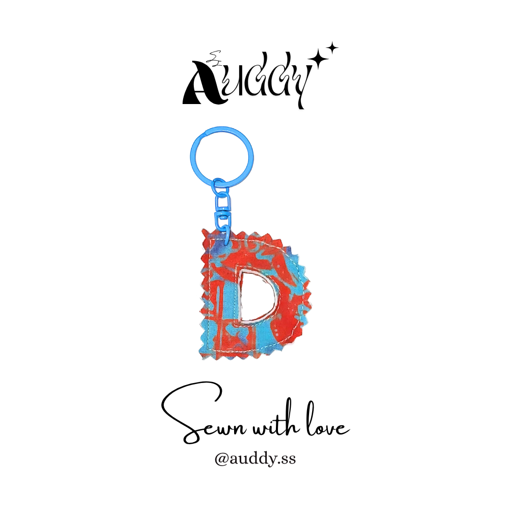 Huruf D Gantungan Kunci Huruf Handmade | Aksesoris Tas Lucu | Keychain Unik Kain Perca