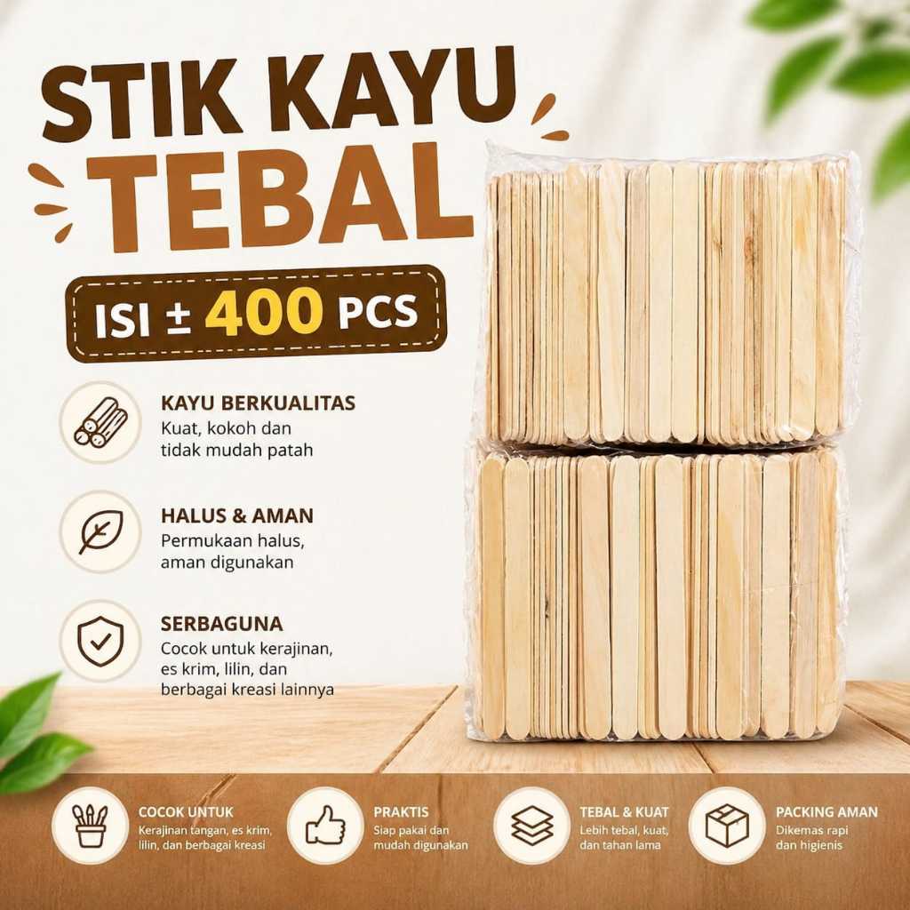 (400-500 pcs) Stik Es Krim Berat Tebal Premium Praktis Cocok Untuk Kerajinan Isi -+400-500pcs