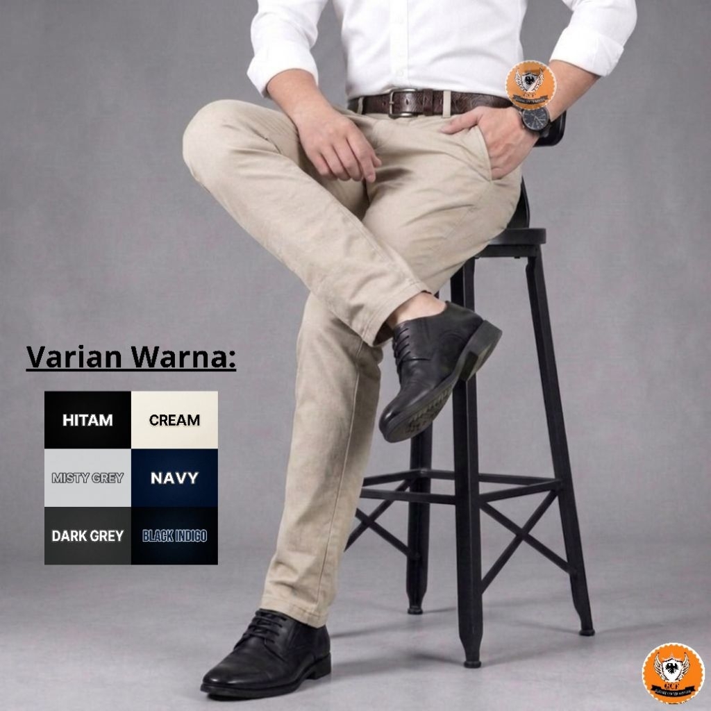 Mall - Celana Pria Formal Bahan High Quality Krem Slimfit