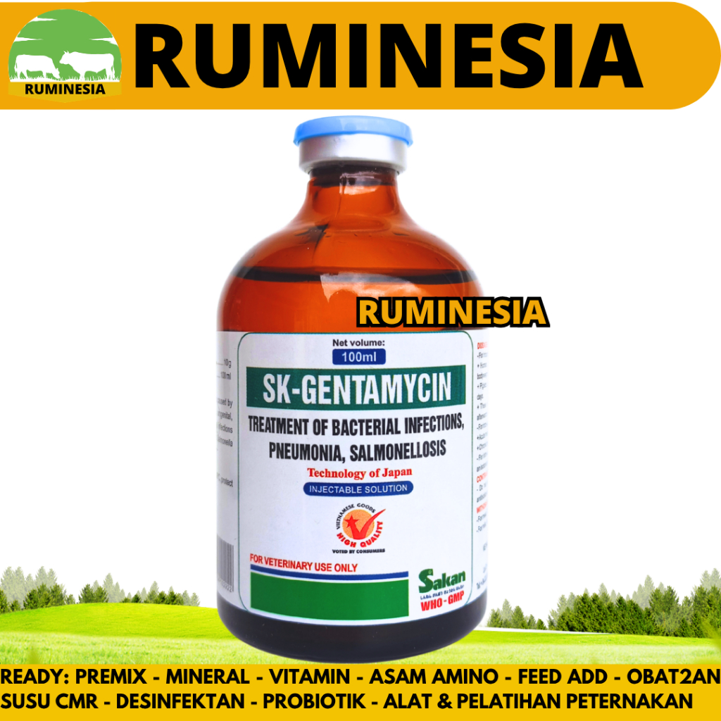 PROMO SK GENTAMYCIN 100ML SAKAN - Obat Hewan Antibakteri Spektrum Luas Ternak Unggas Ayam Like GENTA