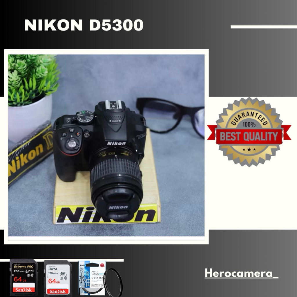 NIKON D5300 SECOND MURAH BERGARANSI DX-format 24.2MP layar LCD Flip-out 3.2 inci