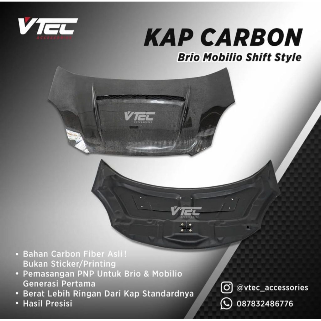 Kap mesin carbon brio & mobilio shift style