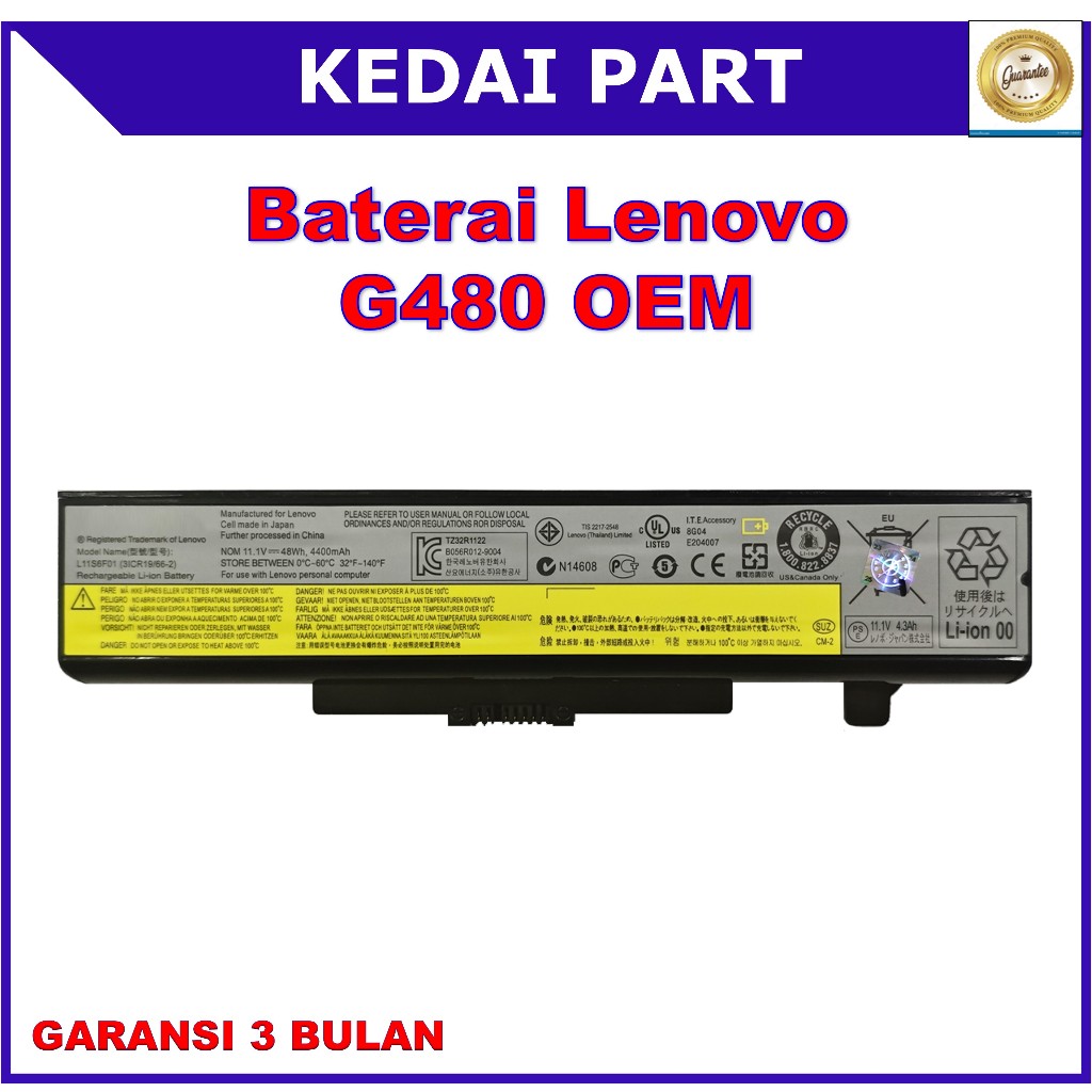 BATERAI LENOVO G480 G400 Y485P G410 Z380 Z480 Z580 Z585 Z485 E49 OEM