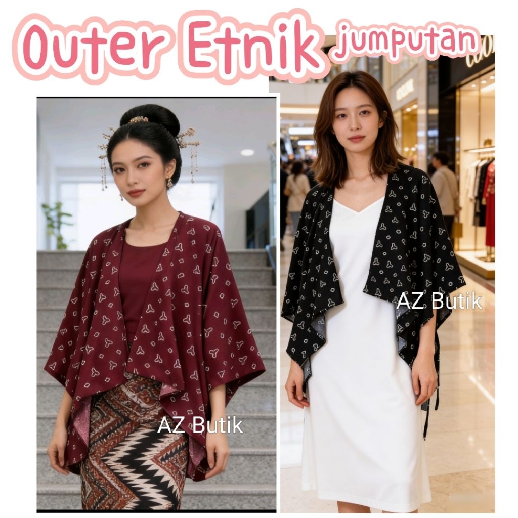 AZ - BISA COD Outer Cardigan Kardigan Blazer Etnik Tradisional Jumputan Batwing