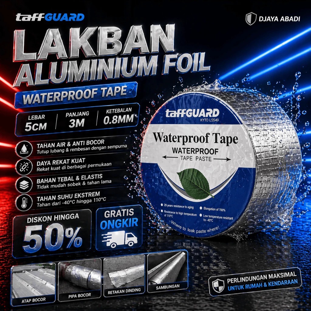 Lakban Aluminium Foil Tape Isolasi Waterproof Atap Kolam Anti Bocor