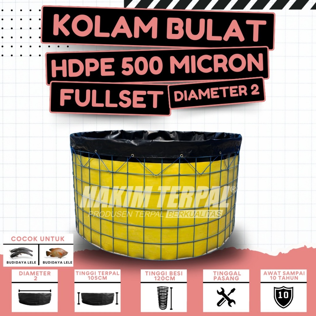 kolam bulat D2 hdpe 500 mikron geomembran kolam bioflok