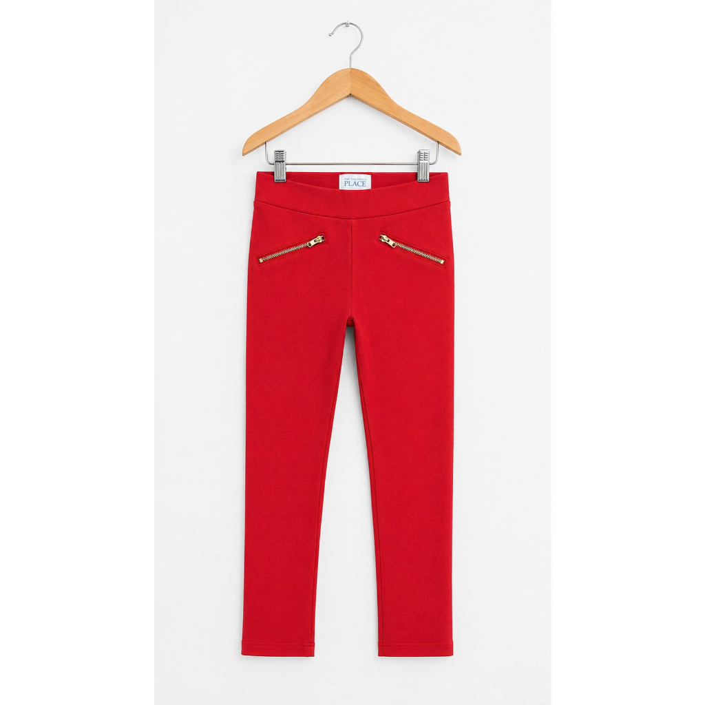 Celana Jegging Anak Perempuan Usia 5-6 Tahun Merah Cherry Polos Aksen Resleting. The Children’s Plac