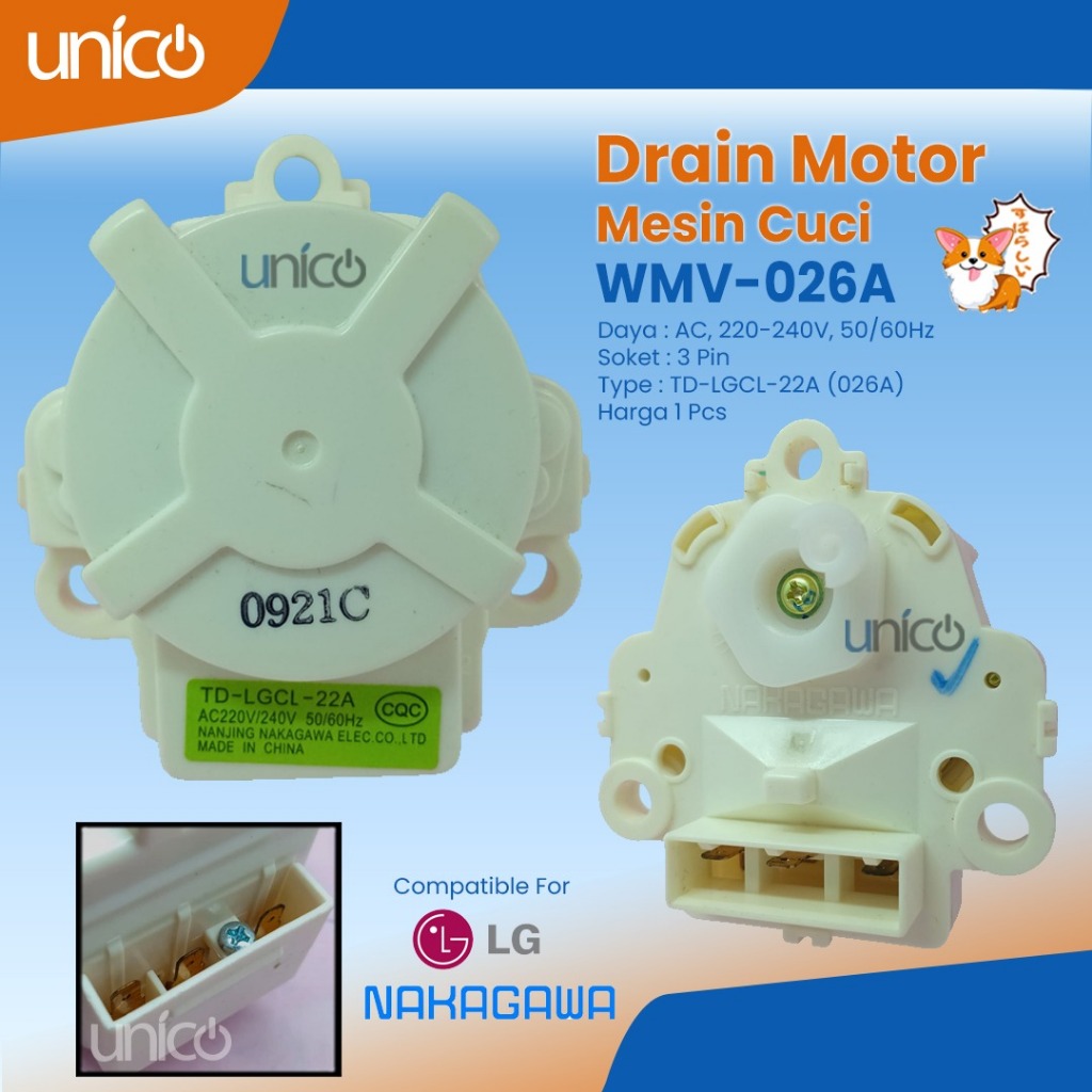 UNICO INDONESIA drain motor mesin cuci TD-LGCL-22A WMV-026A