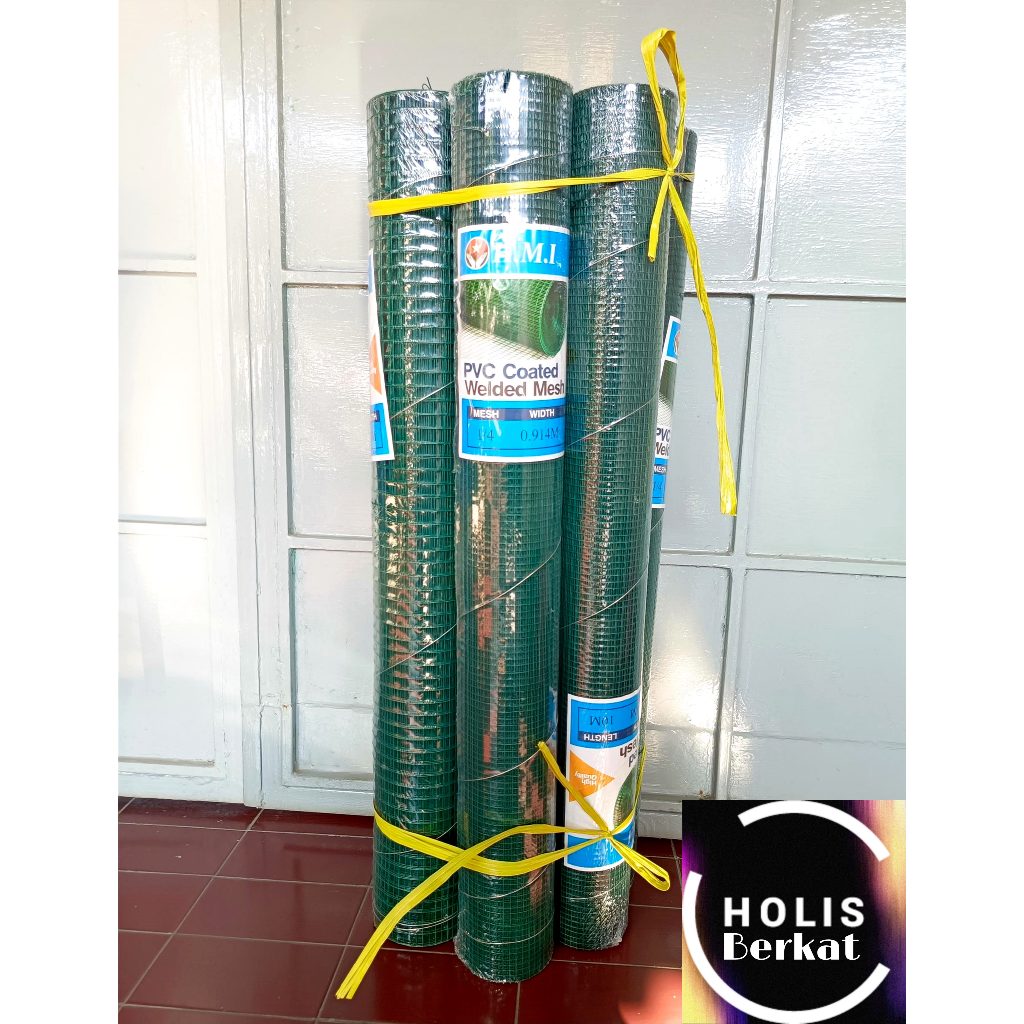 (KURIR / KIRIMAN) Kawat Ram Loket PVC HIJAU Ayakan Kandang Lubang 1/4 Inch 1 Roll