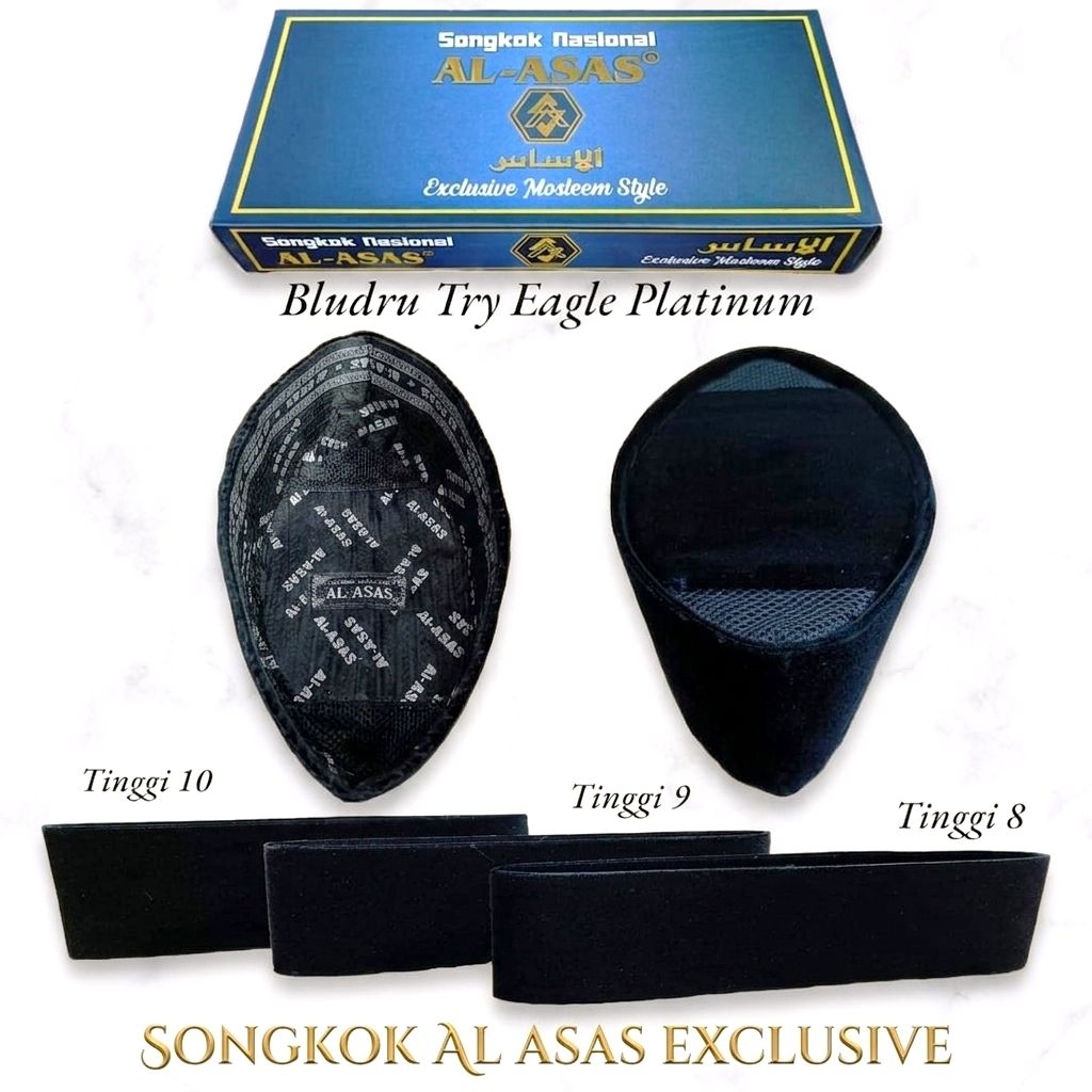 SONGKOK AL ASAS  Murah , Songkok Nasional Al Asas AC , Songkok Hitam Nasional Tinggi 7 cm , Songkok 