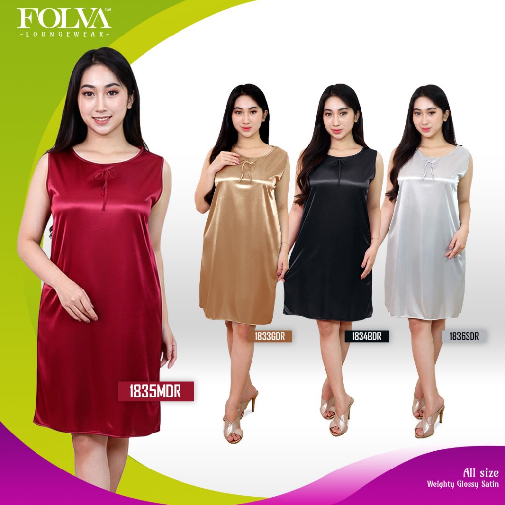 FOLVA Dress satin tanpa lengan pakaian rumah wanita