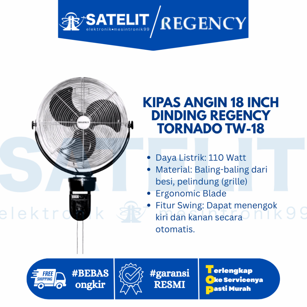 KIPAS ANGIN 18 INCH DINDING REGENCY TORNADO TW-18