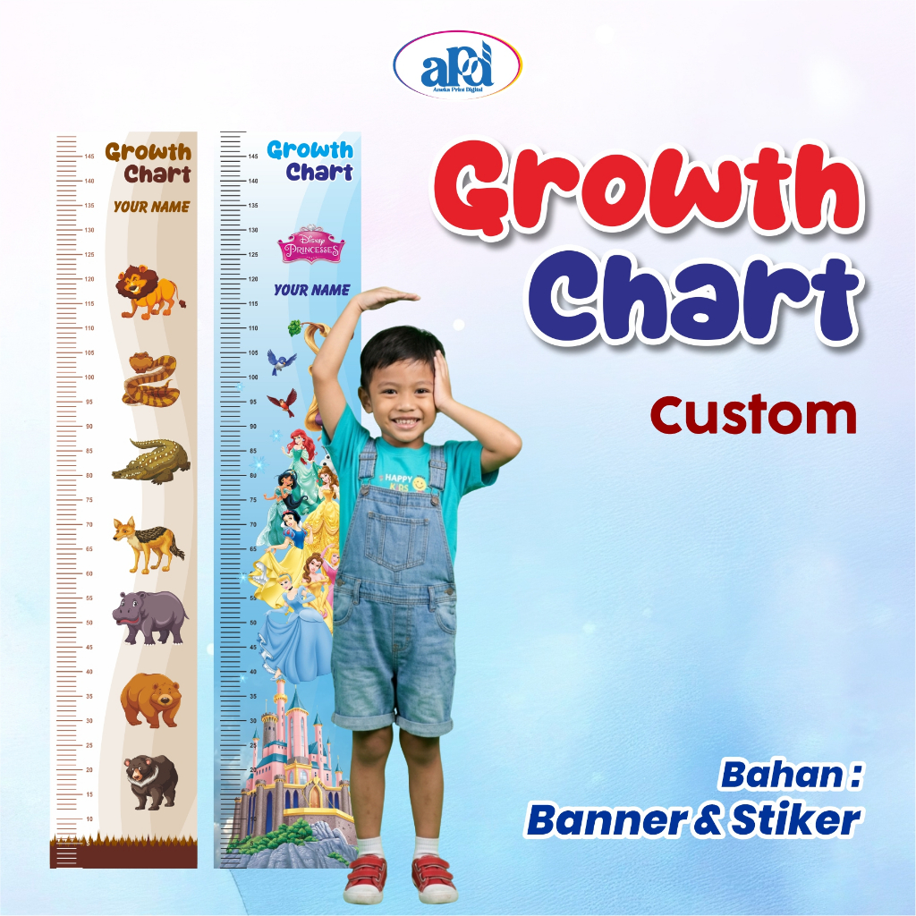 Custom Pengukur Tinggi Badan Anak / Alat ukur Tinggi Badan Anak / Growth Chart Kids Motif Lucu