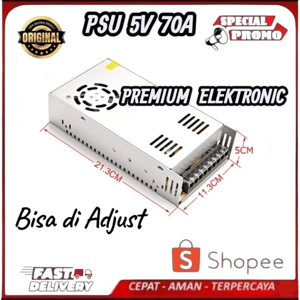 PREMIUM TRAFO POWER SUPPLY 5V 80A / 5V 80A SLIM RUNNING TEXT  SWITCHING ADAPTOR SMPS PSU 80A 5V / 80