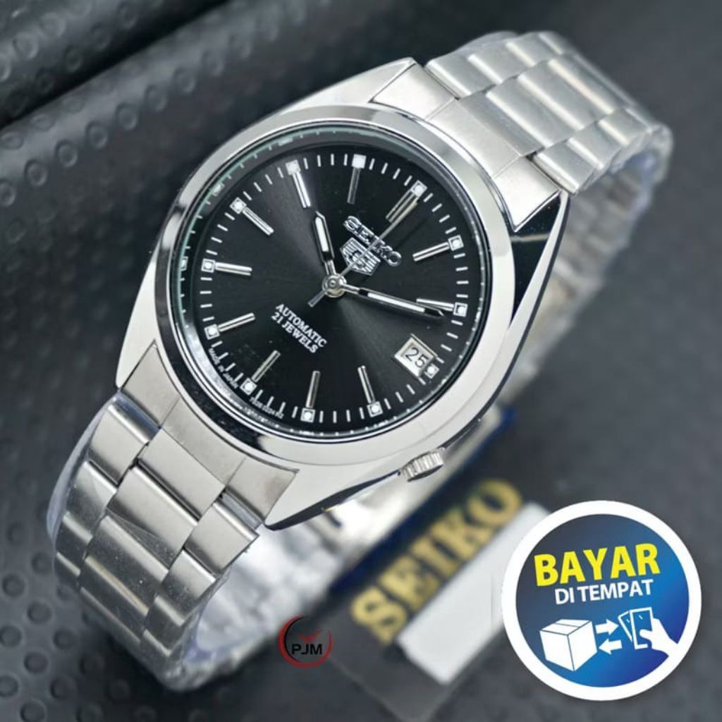 Jam Tangan SEIKO 5 | 21 jewels Pria & Wanita Rantai Gold Silver Tanggal