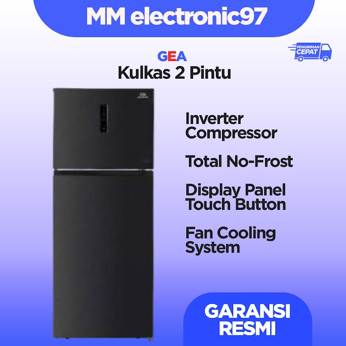 Kulkas GEA 2 pintu 448 ltr G2HD-448 G2HD448 (Black glass)