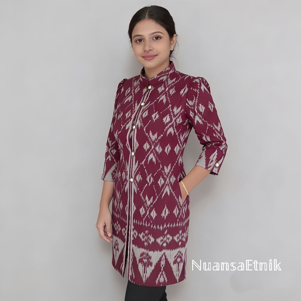 Atasan Tunik Batik Tenun Modern Original Tenun Troso Motif Tenun Best Seller