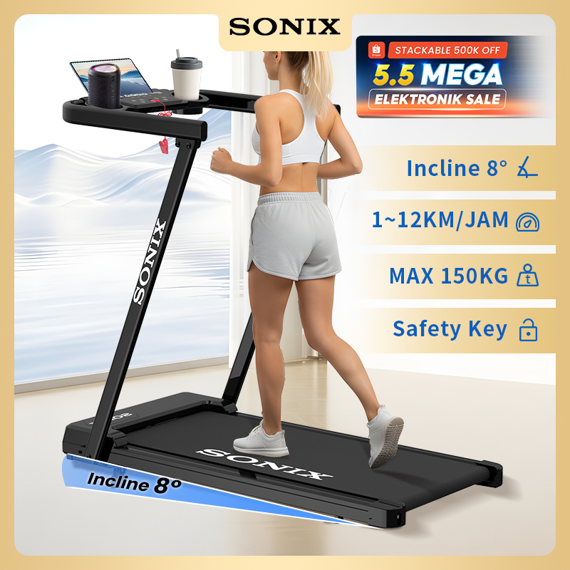 Sonix Z Model Incline Electric Treadmill STR07 Listrik Foldable Walking Pad Safety Key Low Power Ala