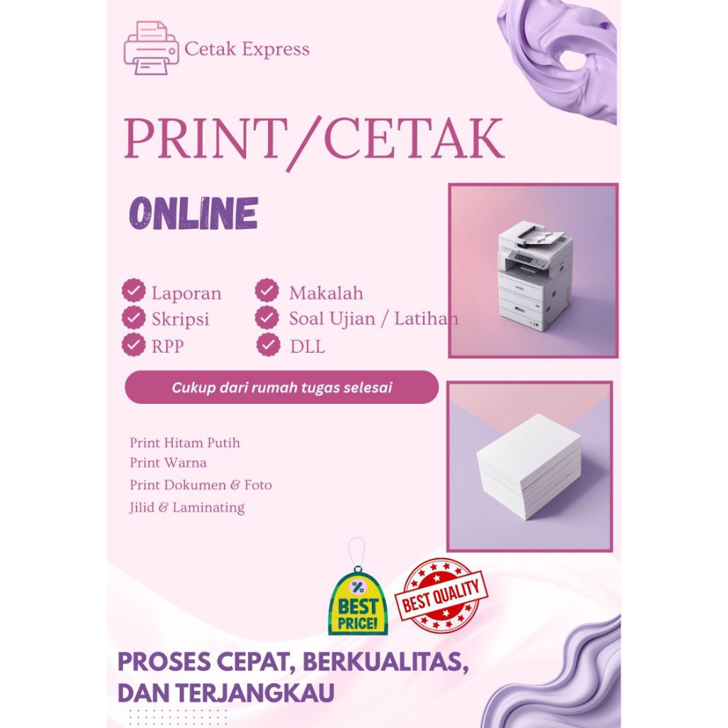 Print / Cetak / Fotocopy CEPAT , Makalah, tesis, undangan, soal ujian dll