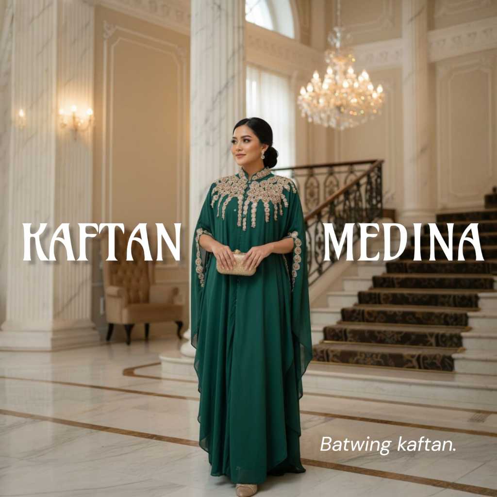 Kaftan medina batwing gaun pesta kalong jumbo hari raya mewah