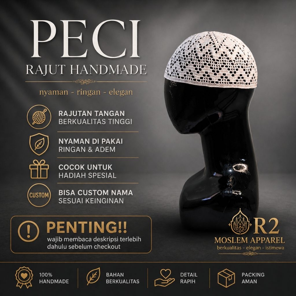PECI RAJUT ELASTIS, PECI RAJUT MOTIF, PECI HAJI,