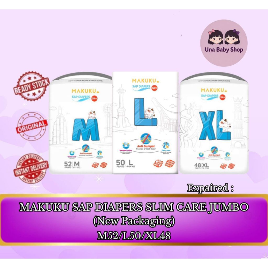 (KEMASAN LAMA) MAKUKU SAP DIAPERS SLIM M52/L50/XL48