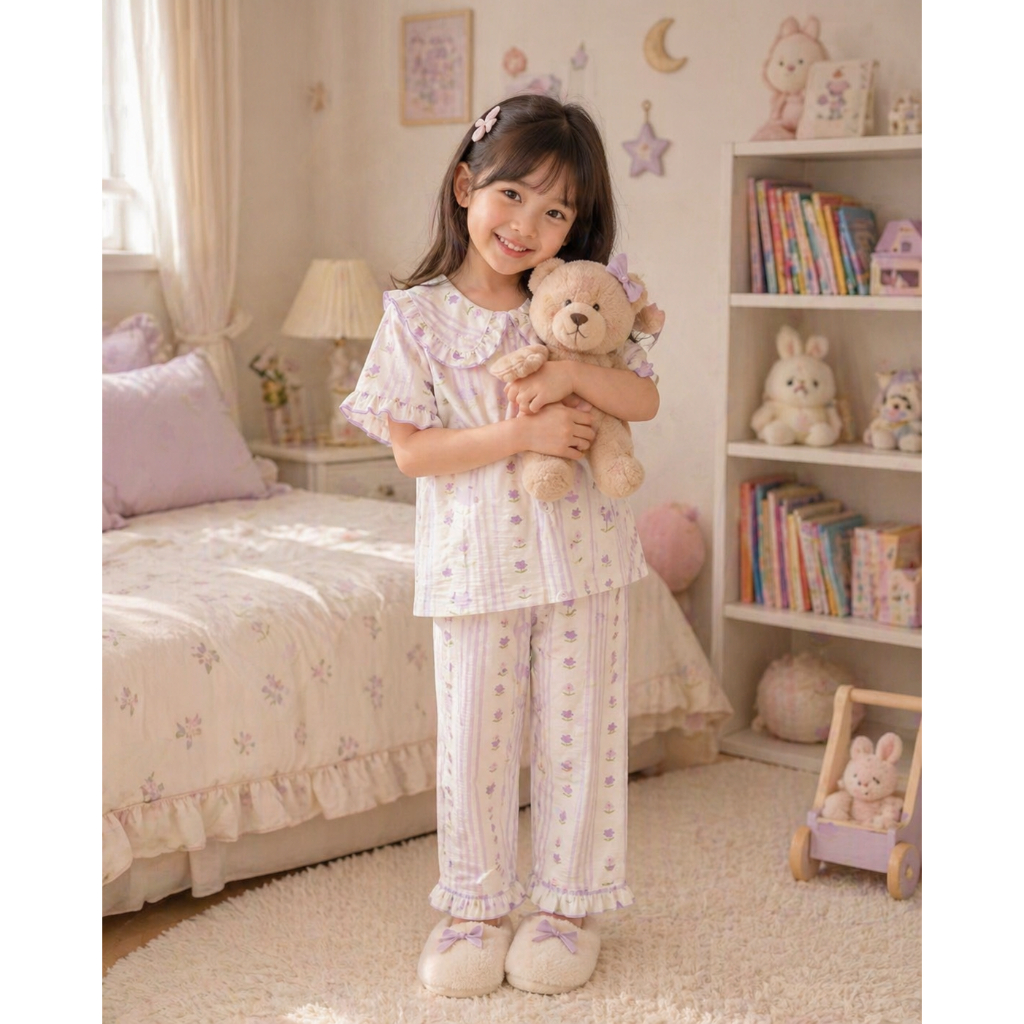 [CPK] SIZE 4-6 TAHUN Baju Tidur Anak / Setelan Anak / Piyama Anak Import Kancing Renda Jijibier Pere
