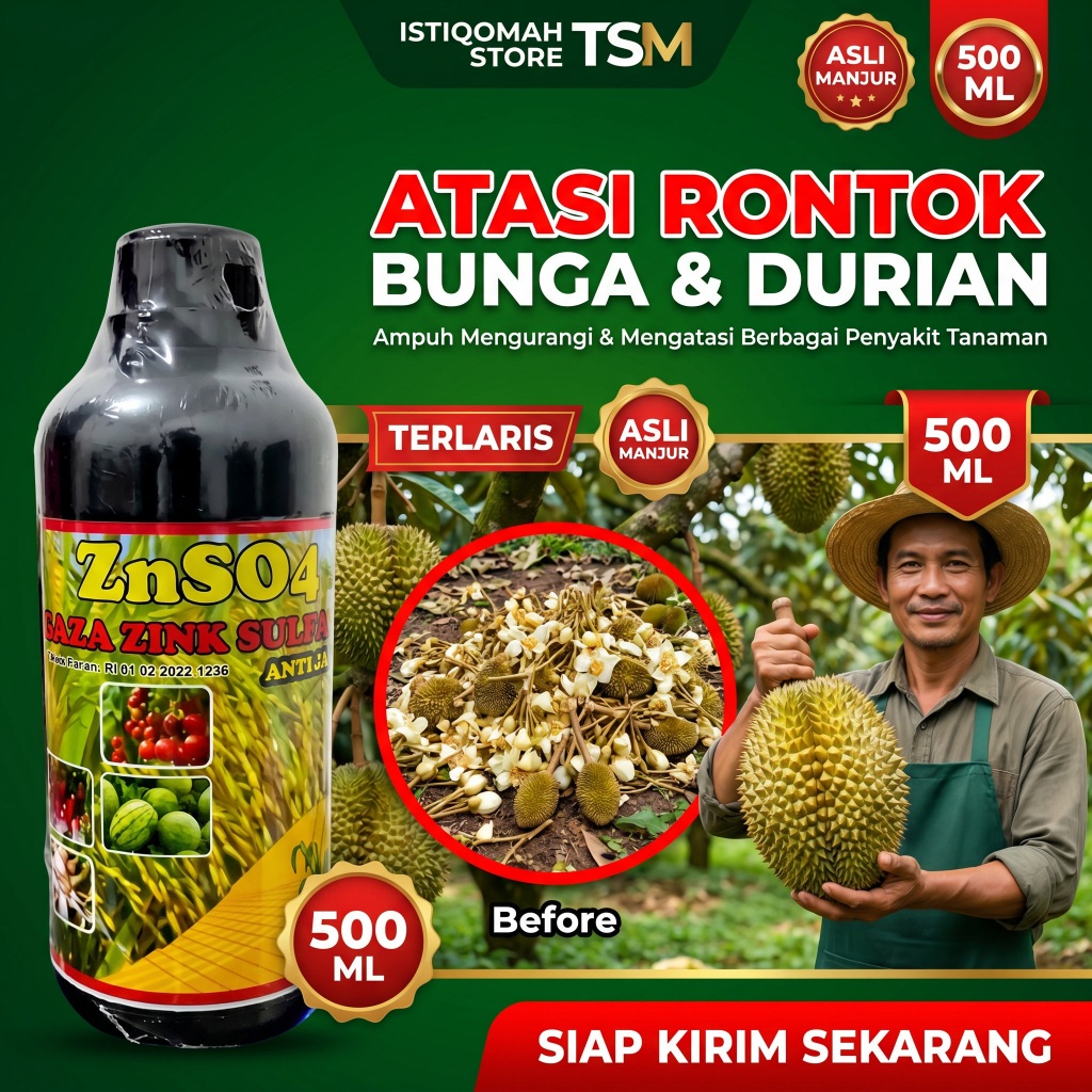 ZnSO4 Gaza Zink Sulfate 500ml | Pupuk Mikro Cair Anti Rontok Bunga Buah | Pupuk Durian, Cabe, Sayura