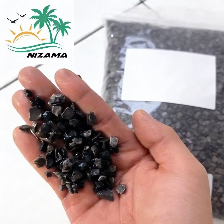 Batu teraso hitam 1kg/Batu sikat hitam/Batu krikil hitam/Batu koral hitam/Batu hias aquarium/Batu ca