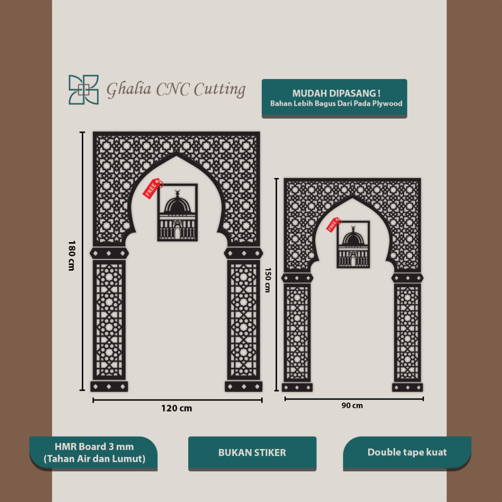 Mihrab Hiasan Dinding Elegan - Pattern: Lafadz Allah