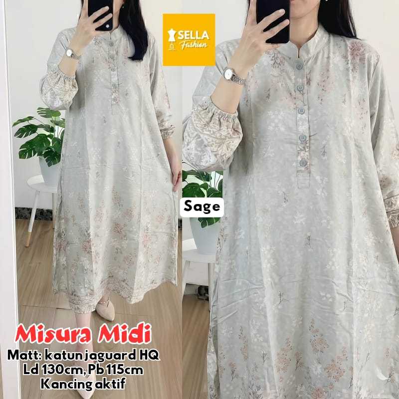 Misura midi dress bunga cantik katun baju jumbo LD 130