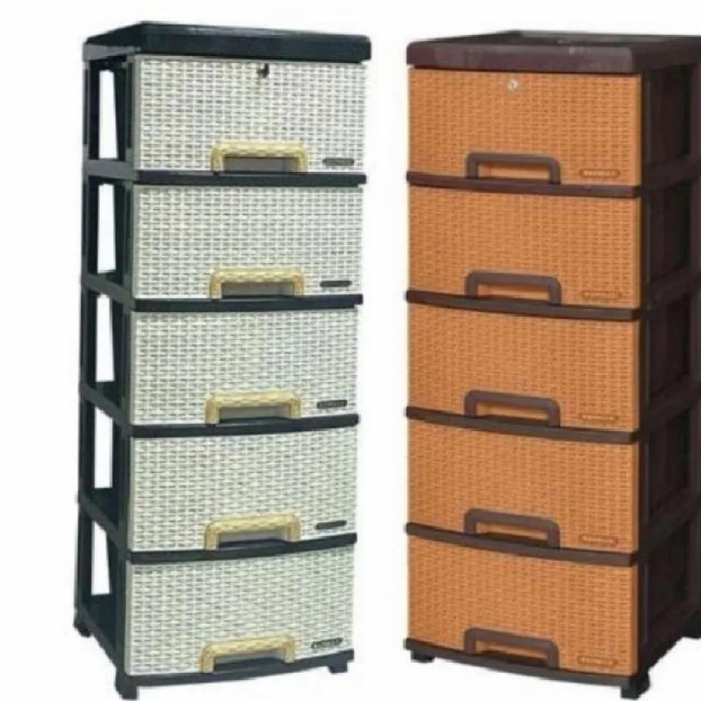 LEMARI SUSUN 5 MOTIF ROTAN MERK NAPOLLY