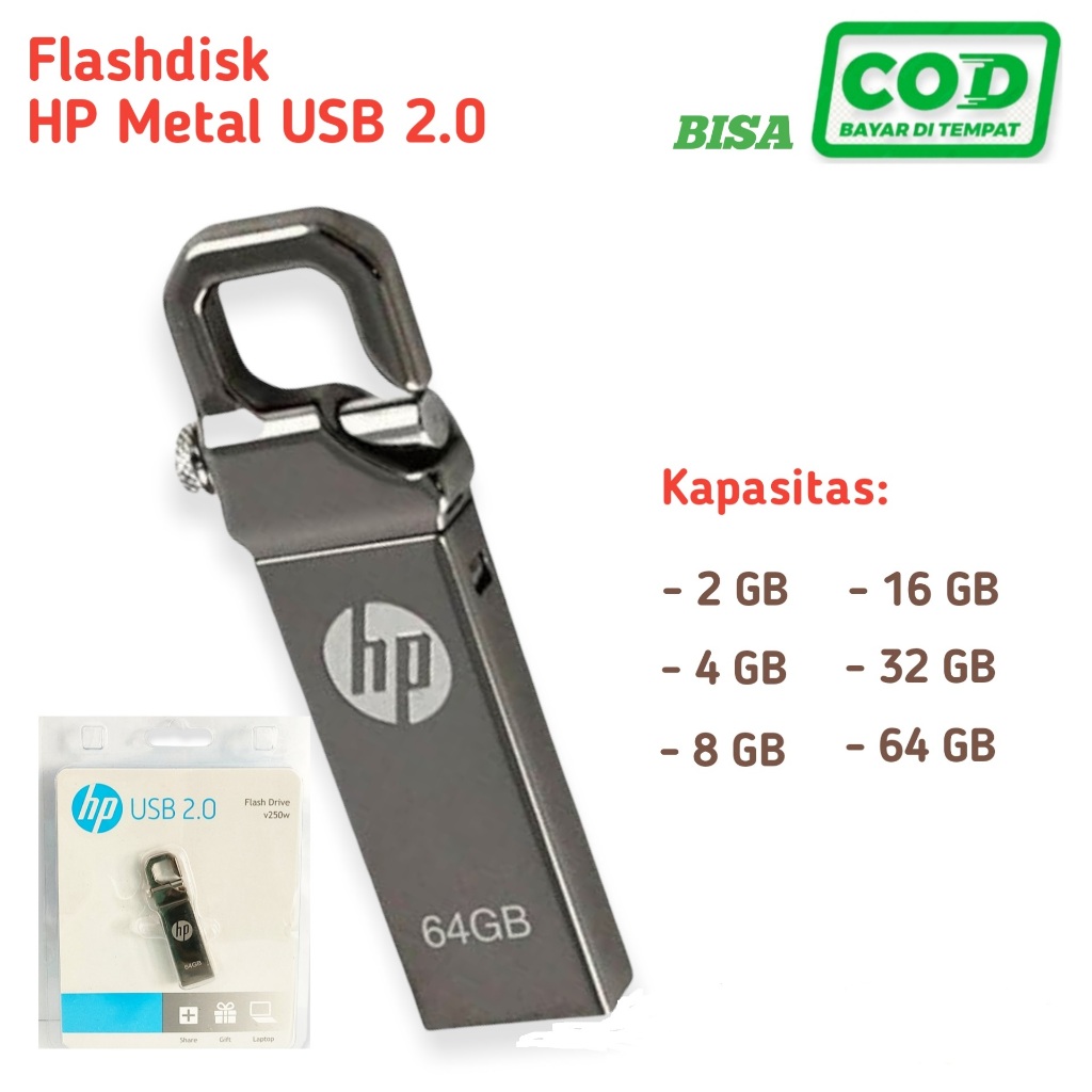 Flashdisk HP Metal  2gb 4gb 8gb 16gb 32gb 64gb 128GB Flash Disk HP / USB Drive 2GB Flash Drive 2.0